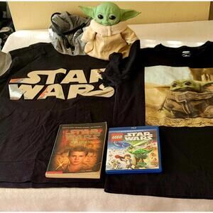 Star Wars Lot: Talking Baby Yoda, Lego Blu-ray Young Jedi Book 1 Tshirt 1 Hoodie
